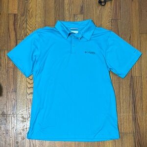 LIKE NEW! Columbia Men's Vibrant Teal Blue Polo Shirt, Medium.